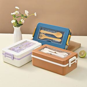 Boîte à lunch pour enfants de haute qualité, boîte à lunch sécurisée, grande capacité, compatible micro-ondes, ultra légère, récipient alimentaire en plastique compatible micro-ondes - Product Image 1