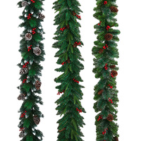 Decorazione Natalizia Ghirlanda Artificiale Verde di 2M con Pigne per Allestimento Scenografico Natalizio e Decorazione da Appendere alla Porta