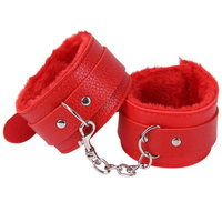 Menottes en nylon Bdsmtoys avec doublure en peluche douce, boucle métallique réglable pour jeux de couple en chambre, menottes en cuir PU et peluche