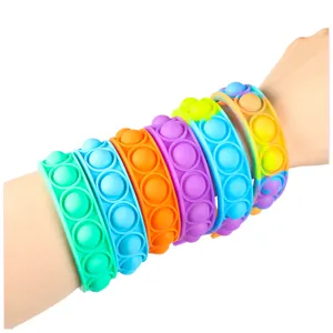 watch wristband button finger sensory silicone bubble push popped bubble fidget toy bracelet rainbow
