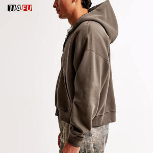 Felpe Oversize Personalizzate con Zip e Spalle Scivolate, <span class=keywords><strong>Abbigliamento</strong></span> Sportivo di Alta Qualità, Felpe con Cappuccio da Jogging per Uomo, Produttore di <span class=keywords><strong>Abbigliamento</strong></span> - Product Image 2