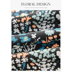 FOXA Vestido midi floral para mujer, manga corta, cuello en V, volantes, corte en A, estilo bohemio, informal, para vacaciones en la playa - Product Image 5