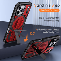 Coque de téléphone légère et fine avec texture blindée, support pliable à 120 degrés, antichoc avec airbag et protection anti-traces de doigts pour iPhone 16 17 18 ProMax