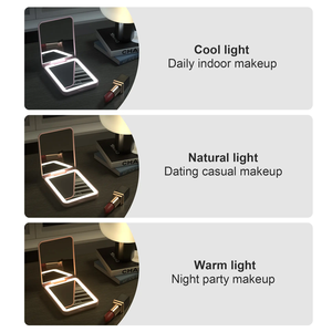 Portable LED Makeup <b>Mirror</b> 3X Magnifying Beauty <b>Mirror</b> <b>Plastic</b> Folding Touch Screen for Home Use - Product Image 5