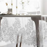 Nappe ronde en dentelle blanche - Nappe en dentelle brodée vintage rose pour banquet de mariage
