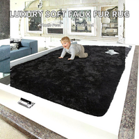 Tapis de salon moderne de luxe en fausse fourrure couleur unie, en polyester, antidérapant, super doux et moelleux, fabriqué à la machine
