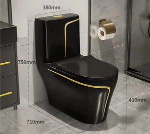 Luxury Europe Style <strong>Black</strong> Gold Ceramic <strong>Toilet</strong> - Product Image 3