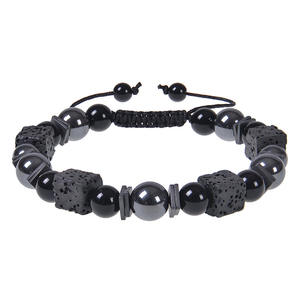 Pulsera de <span class=keywords><strong>Lava</strong></span> cuadrada de piedra de ojo de tigre Natural de alta calidad, pulsera de cuentas de piedra de nacimiento para hombres - Product Image 2