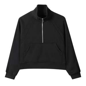 <span class=keywords><strong>Sweat</strong></span>-shirts à col montant <span class=keywords><strong>sans</strong></span> cordon, à demi-zip, à manches raglan, patchwork, pull court, fabrication sur mesure, vente en gros - Product Image 4