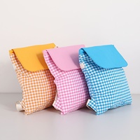 Tas Ransel Anak Mini Motif Kotak-kotak Mustard Katun Gingham Custom untuk Siswa dengan Bordir Logo dan Cetak Teks