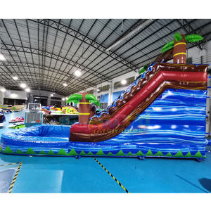 Equipo de juegos acuáticos inflables para patio trasero, tobogán acuático tropical con piscina, castillo inflable para niños, brincolín. - Product Image 4