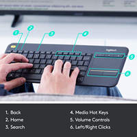 Grosir untuk Logitech K400 Plus USB 3.0 Wireless Touch Keyboard Mini Standard Keyboard untuk PC Terhubung TV Bahasa Inggris