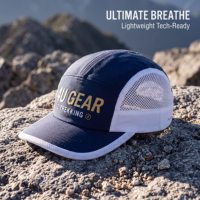 Gorras de Running 4UGEAR Azules, TREKKING, con Malla FlashDry, Estructuradas, de 5 Paneles, con Hebilla Dorada, Visera Curva, para Hombres y Mujeres