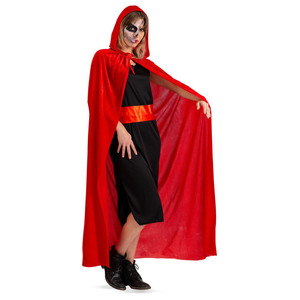 Mantello con cappuccio in velluto rosso per adulti - Product Image 1