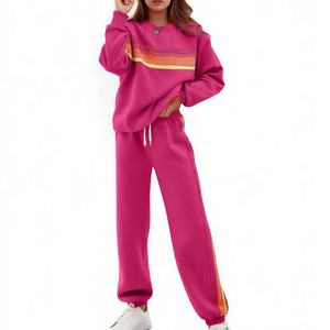 Ensemble de sweat-shirt décontracté pour femmes, col rond, couleur unie, taille élastique, tailles SMLXLXXL, vêtements décontractés, transfrontalier Europe-Amérique - Product Image 3