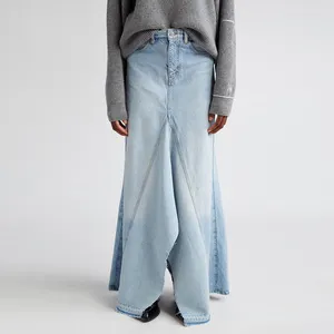 צ 'יצ' יצ 'אי אופנתי גבוה המותניים נשים חצאית ג' ינס ארוך לנשים