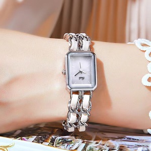 Reloj Rectangular de Oro Rosa para Mujer, Brazalete de Cadena con Múltiples Eslabones, Elegante Reloj de Pulsera de Cuarzo - Product Image 1