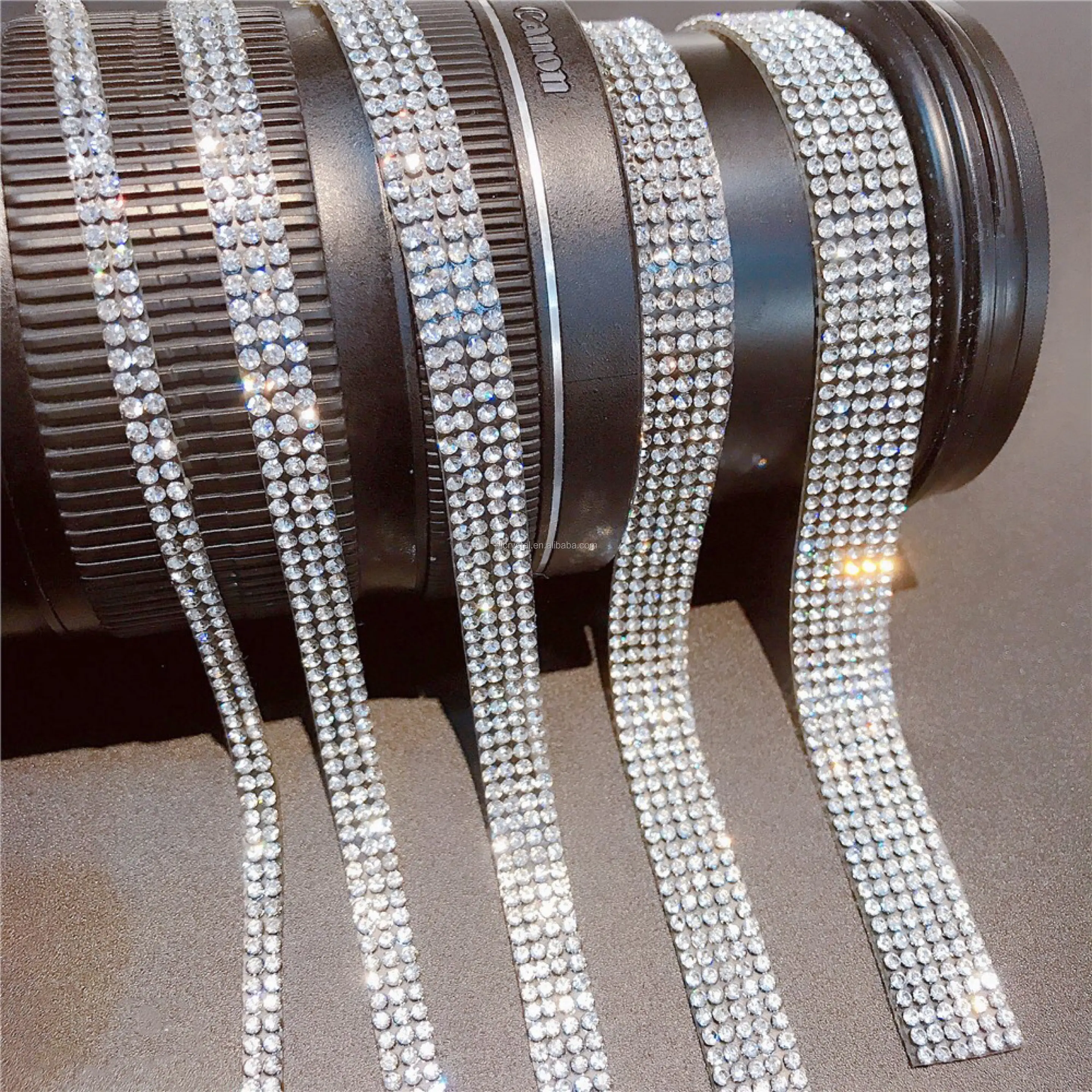 1Yard 4/6/8 righe 2mm SS6 Bling Crystal Chatons Hot Fix Trim Tape Ribbon Roll glitter strass sheet rifilatura