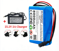 Batterie au lithium rechargeable à semi-conducteurs SUNKING 22,2 V 6S2P 8000 mAh SK 18650 avec BMS, 500 cycles, pour moto électrique et camping