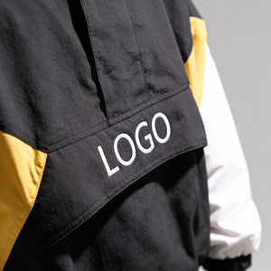 Veste Anorak Coupe-Vent Imperméable <span class=keywords><strong>Homme</strong></span> en Nylon Style Rétro Universitaire avec Capuche et Demi-Zip, Design Logo, <span class=keywords><strong>Vintage</strong></span> Streetwear Outdoor - Product Image 2