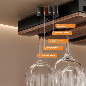 Étagère Suspendue Haut de Gamme en Noyer Vintage pour Verres à Vin Rouge Design Luxe Léger pour la Maison - Product Image 2