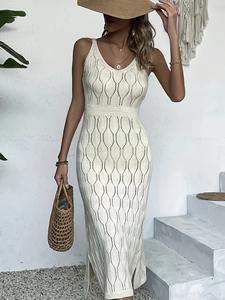 2025 été nouvelle robe de plage femmes couleur unie sexy plage bikini maillot de bain femmes robe tricotée - Product Image 4