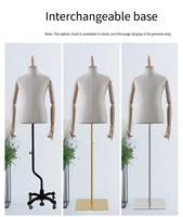 Mannequin de costume personnalisé pour hommes, demi-corps avec bras en bois, torse d'homme sans tête pour l'affichage, buste gonflable, tête en tissu métallique.
