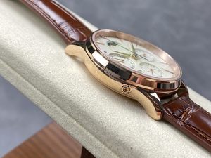 Reloj de Vestir de Lujo para Hombre, Multifunción, Calendario Perpetuo, Correa de Cuero Marrón, Fase Lunar, Mecánico - Product Image 4