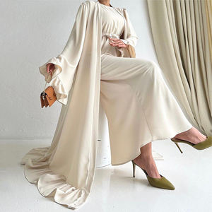 Ensemble <span class=keywords><strong>Abaya</strong></span> EID Nouvelle Mode Manches Cloche Larges <span class=keywords><strong>Kimono</strong></span> Sans Manches Robe Antidérapante Vêtement Islamique Robe Musulmane de Haute Qualité pour Femmes - Product Image 2
