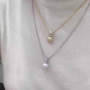 31215 Colgante de Plata S925, Versión Gruesa, para DIY, Accesorios para Perlas de 10-13mm, Colgante para Collar, Dijes Vacíos para Diamantes - Product Image 3