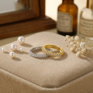 Moda Otoño e Invierno doble fila incrustaciones completas circón pareja anillos casado vida uso diario joyería fina - Product Image 1