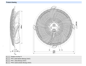 Ventilador axial EC ebm-papst S1G300-CA19-14 de 300 mm, ventilador de refrigeración compacto de bajo consumo para equipos HVAC, ventilación de gabinetes, repuesto. - Product Image 3
