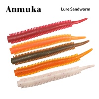 Leurre souple bionique Sandworm 8cm, ver rouge flottant, micro-organisme à queue fine, pour pêche en eau salée, en acier inoxydable