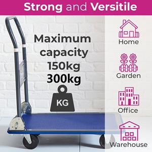 300kg Foldable <strong>Trolley</strong> Heavy-Duty <strong>Fold</strong>-<strong>Away</strong> Hand Sack Platform Truck <strong>Trolley</strong> Cart Pulley on Wheels - Product Image 5