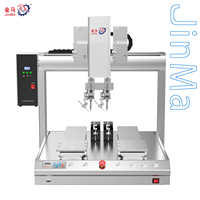 Máquina de Soldadura Automática de Doble Estación y Doble Cabezal JINMA de Sobremesa, Tamaño Pequeño, para PCB, Cables USB, con Bomba de Engranajes y 1 Año de Garantía