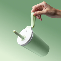 Gobelet isolé 14oz pour enfants gobelet avec paille gobelet sous vide en acier inoxydable bouteilles d'eau étanche facile à nettoyer