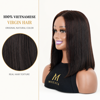 Perruque Bob en Cheveux Humains Vierges Vietnamiens Ultra-Lisses, Sans Colle, avec Fermeture en Dentelle 2x6, Couleur Naturelle, Vente en Gros