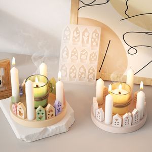 INTODIY ahueca hacia fuera el amor hoja pájaro casa combinación de inserción molde de silicona Casa Europea candelabro decoración molde de yeso - Product Image 1
