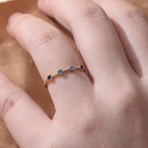 Pei shang Fabrik benutzer definierte Topas Zirkon <span class=keywords><strong>Four</strong></span> Step <span class=keywords><strong>Ring</strong></span> 14 Karat vergoldeten Schmuck Bulk Stacking 925 Silber Fingerring für Frauen