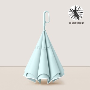Ombrello parasole a doppio strato di qualità migliore con striscia riflettente capovolto a goccia con impugnatura Color Match - Product Image 5