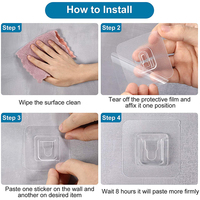 Autocollant mural double face imperméable 6x6cm pour rangement de câbles et fixation de prises, 1 paire, respectueux de l'environnement