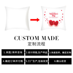 Valentine's Day Throw <b>Pillow</b> Square Red Heart Pattern Washable Cushion Cover For Home Decor Bed Car Use - Product Image 3