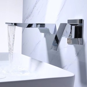 Grifo de lavabo, mezclador de pared para bañera, tazón de mesa superior, interruptor de descarga de <span class=keywords><strong>agua</strong></span>, <span class=keywords><strong>cascada</strong></span> dorada, lavado oculto, grifos de lavabo integrados - Product Image 5