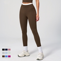 Leggings de yoga OEM pour femme, effet seconde peau, côtelés, taille haute, color block, coupe ajustée, respirants, pour la course et le fitness