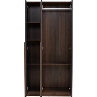 Armario Moderno Clásico Urban Black MANDO de 3 Puertas con Puertas de Tablero Laminado, 6 Estantes, Almacenamiento Profesional para Dormitorio Contemporáneo