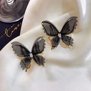 Pendientes Para mjeres exagerado regalo de joyeria de la Fiesta de la sra Butterfly CON malla hueca En Banco Negro - Product Image 2