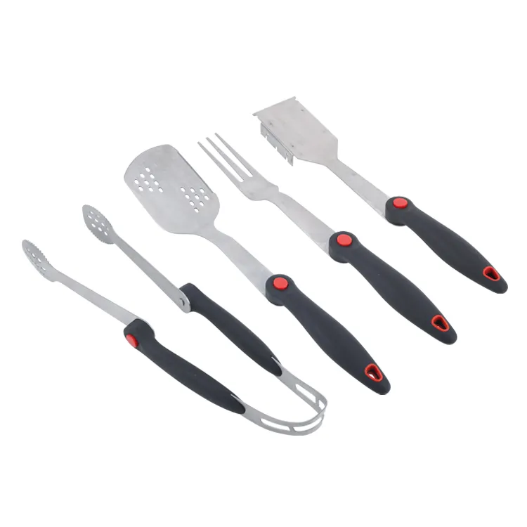 High Quality Food Grade BBQ Tool Set Stainless Steel Barbecue Outside Grill Set with PP Handle