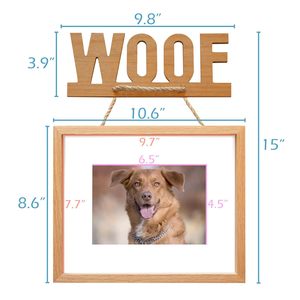 <b>Wooden</b> <b>Picture</b> <b>Frame</b> For Dogs With Woof Sign Wall Hanging Photo <b>Frame</b> Rectangle Horizontal Pet Gift Keepsake - Product Image 3