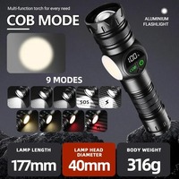 Lampes de poche LED haute puissance USB Rechargeable torche tactique magnétique avec lumière latérale COB Camping pêche Zoom lanterne