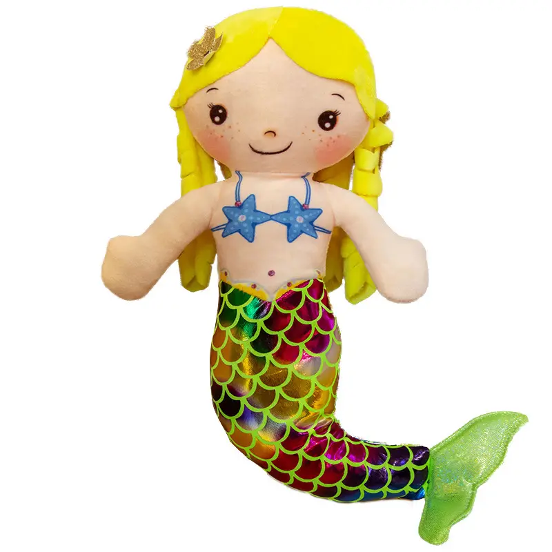 Fabrika fiyat sıcak satış balık kuyruğu peluş bebek denizkızı yumuşak peluş oyuncaklar bez bebek prenses peluş bebek Mermaid yastık oyuncak